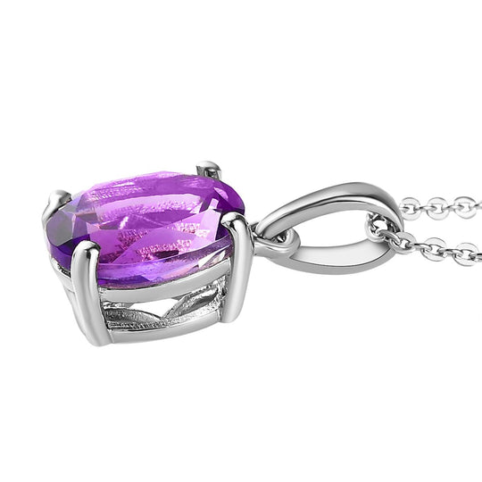 AAA Natürlicher, marokkanischer Amethyst-Anhänger mit Kette, 925 Silber platiniert ca. 1,77 ct