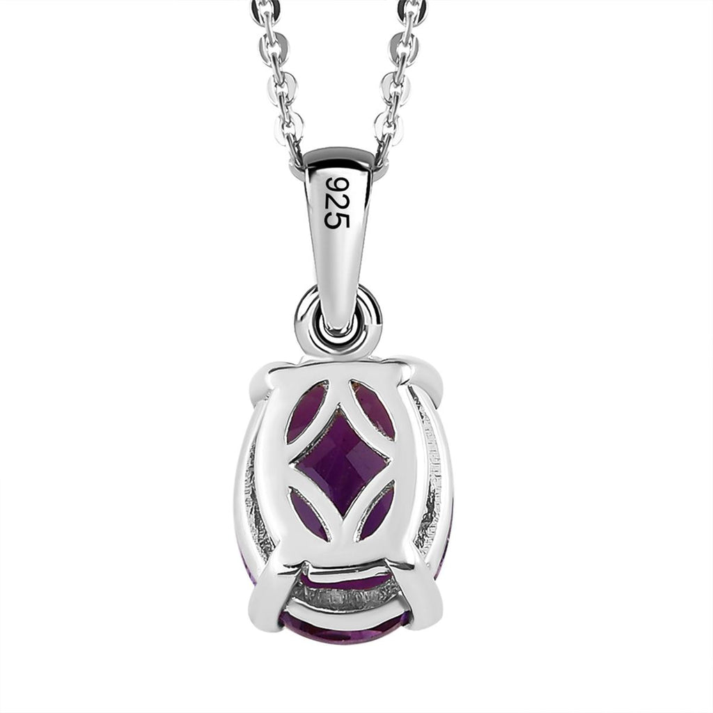 AAA Natürlicher, marokkanischer Amethyst-Anhänger mit Kette, 925 Silber platiniert ca. 1,77 ct