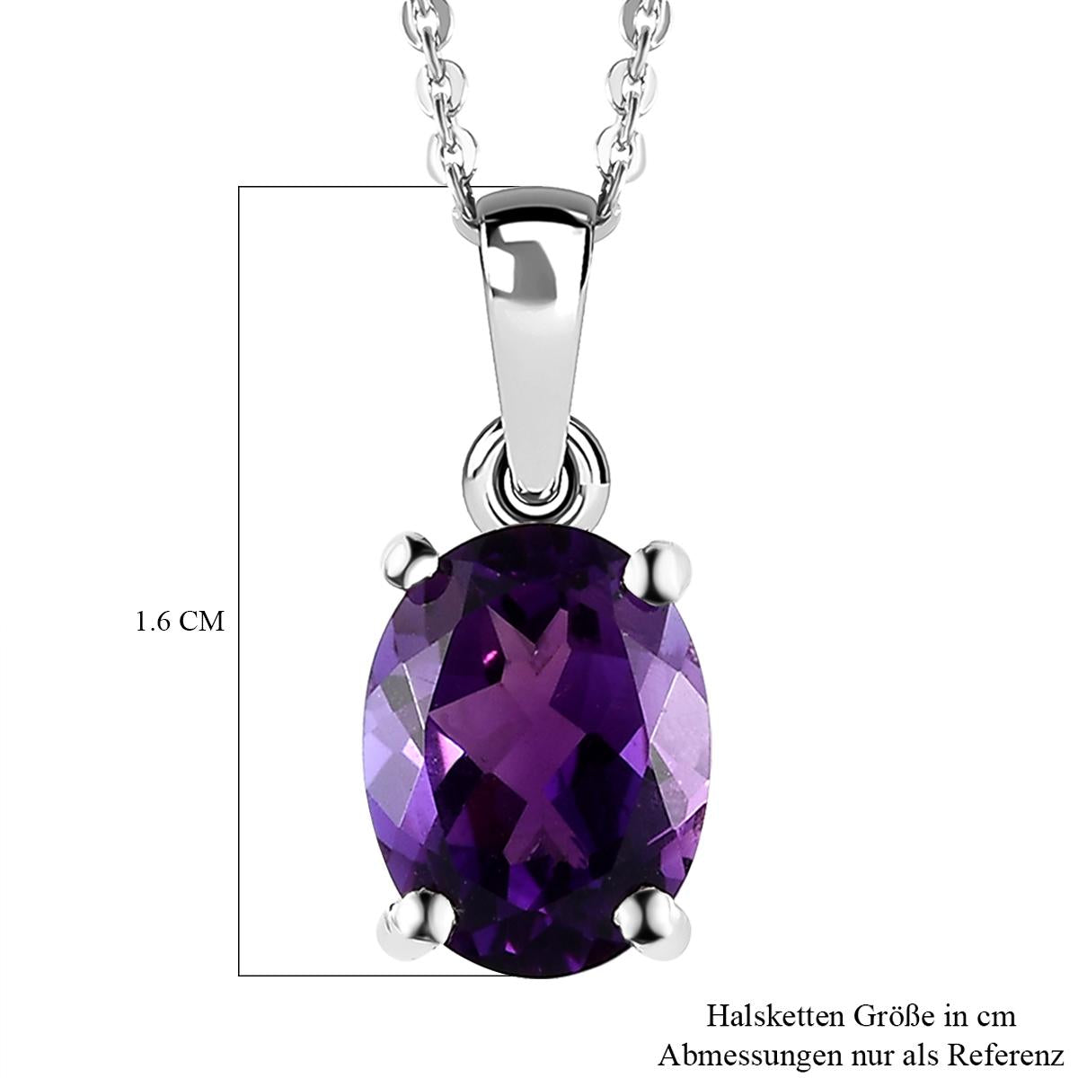 AAA Natürlicher, marokkanischer Amethyst-Anhänger mit Kette, 925 Silber platiniert ca. 1,77 ct