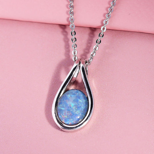 Boulder Opal Triplett-Anhänger mit Kette, 925 Silber platiniert ca. 0,93 ct