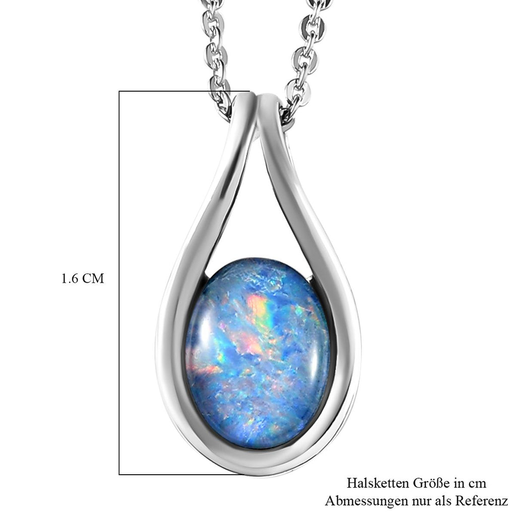Boulder Opal Triplett-Anhänger mit Kette, 925 Silber platiniert ca. 0,93 ct