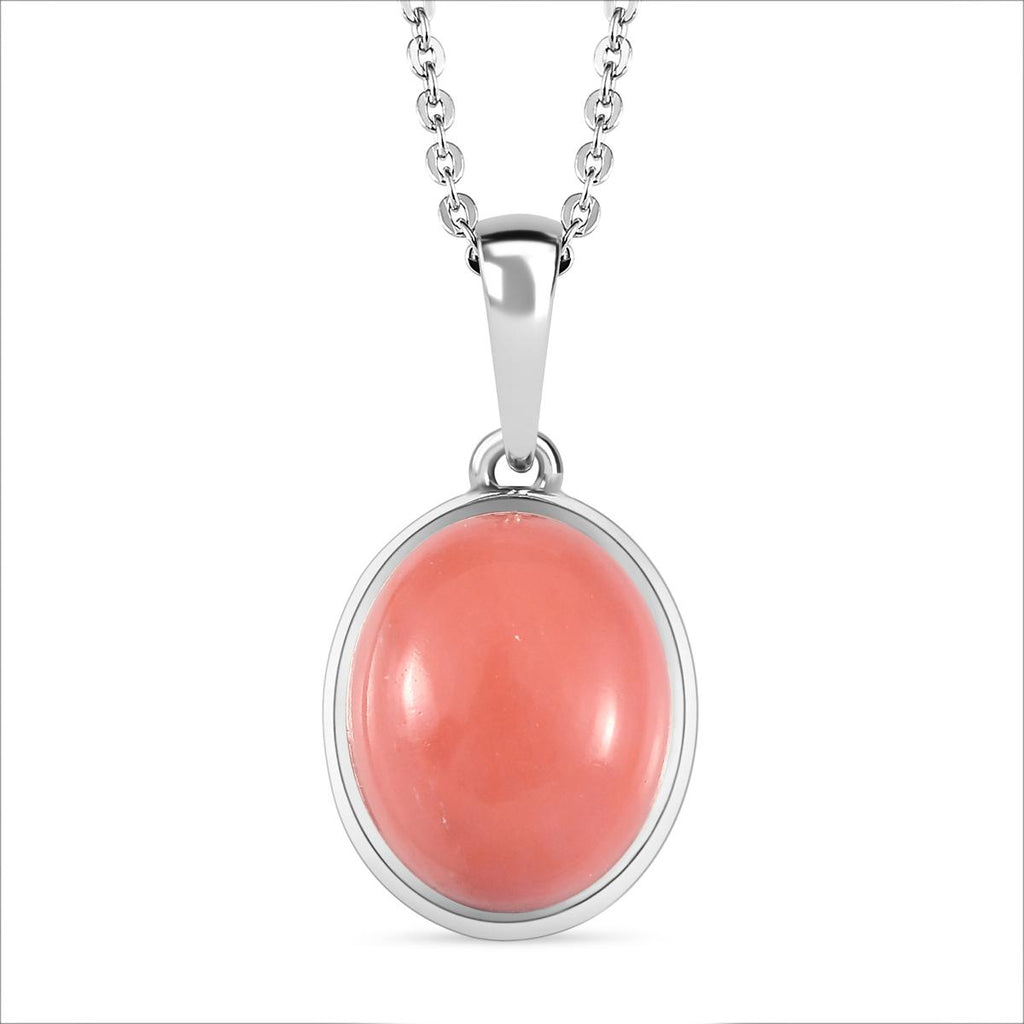 Oregon Pfirsich Opal-Anhänger mit Kette, 925 Silber platiniert ca. 2.59 ct