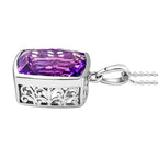 Natürlicher, marokkanischer Amethyst-Anhänger mit Kette, 925 Silber platiniert ca. 10.70 ct