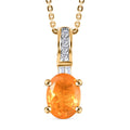 Salamanca Feueropal und Zirkon-Anhänger mit Kette, 925 Silber Gelbgold Vermeil, 0,94 ct.