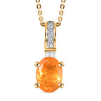 Salamanca Feueropal und weißer Zirkon-Anhänger mit Kette, 925 Silber Gelbgold Vermeil ca. 0,94 ct