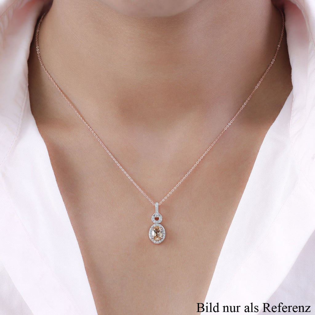 AA Ceylon kaiserlicher Granat und weißer Zirkon-Anhänger mit Kette, 925 Silber rosévergoldet ca. 1.27 ct