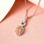 AA Ceylon kaiserlicher Granat und weißer Zirkon-Anhänger mit Kette, 925 Silber rosévergoldet ca. 1.27 ct