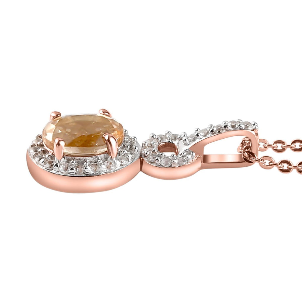 AA Ceylon kaiserlicher Granat und weißer Zirkon-Anhänger mit Kette, 925 Silber rosévergoldet ca. 1.27 ct
