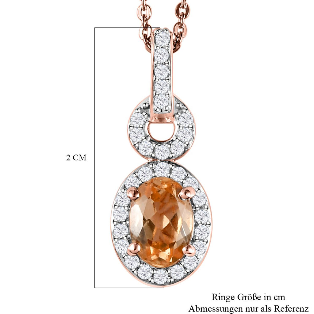 AA Ceylon kaiserlicher Granat und weißer Zirkon-Anhänger mit Kette, 925 Silber rosévergoldet ca. 1.27 ct