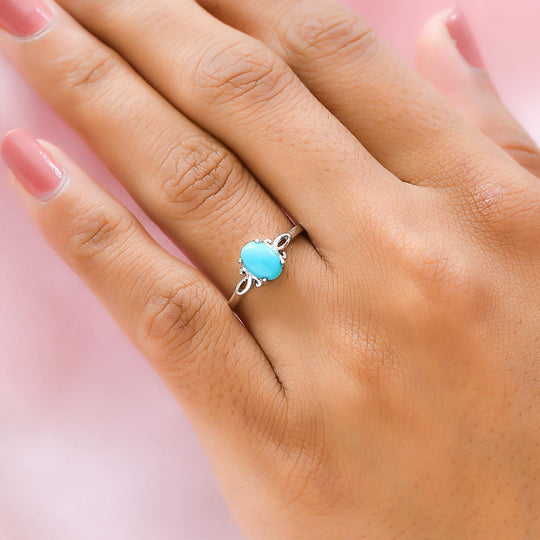 Amerikanischer, natürlicher Sleeping Beauty Türkis Ring und Anhänger, 925 Silber platiniert ca. 1,31 ct