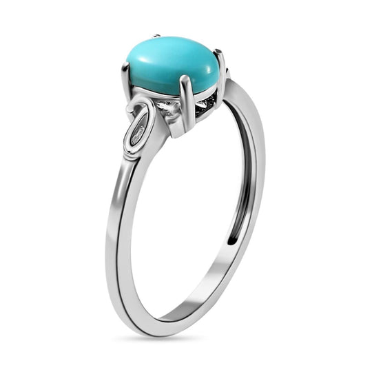 Amerikanischer, natürlicher Sleeping Beauty Türkis Ring und Anhänger, 925 Silber platiniert ca. 1,31 ct