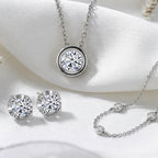 Luxuriant Diamond Trio: Labor Diamant Anhänger mit 50cm Kette Armband & Ohrringe 925 Silber platiniert