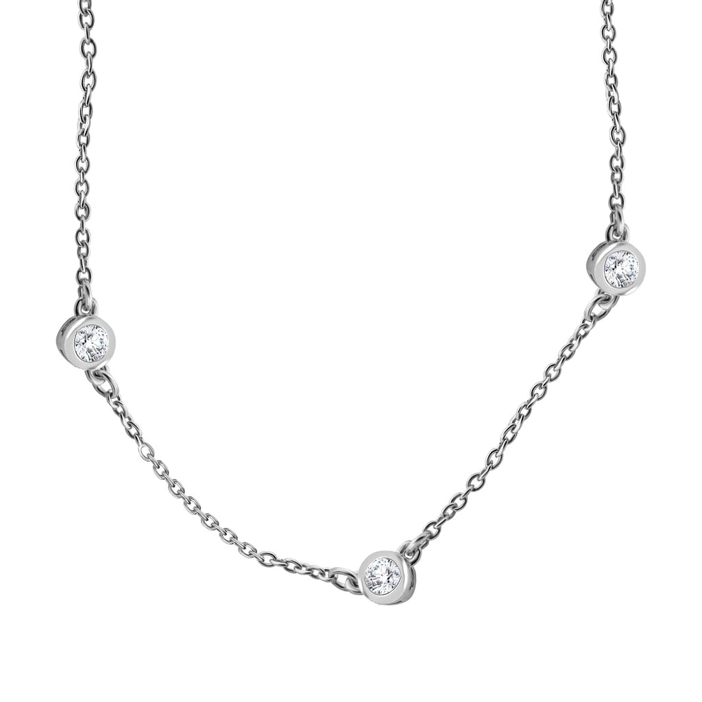 Luxuriant Diamond Trio: Labor Diamant Anhänger mit 50cm Kette Armband & Ohrringe 925 Silber platiniert