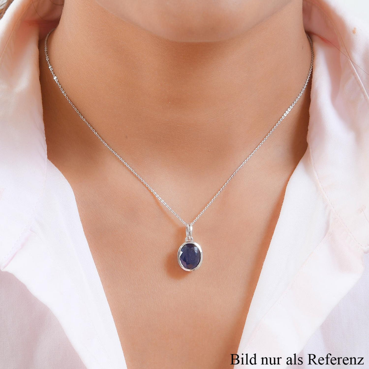 Masoala Saphir (Fissure gefüllt)-Anhänger mit Kette, 925 Silber platiniert ca. 4.99 ct