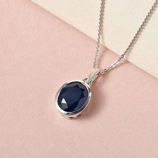 Masoala Saphir (Fissure gefüllt)-Anhänger mit Kette, 925 Silber platiniert ca. 4.99 ct