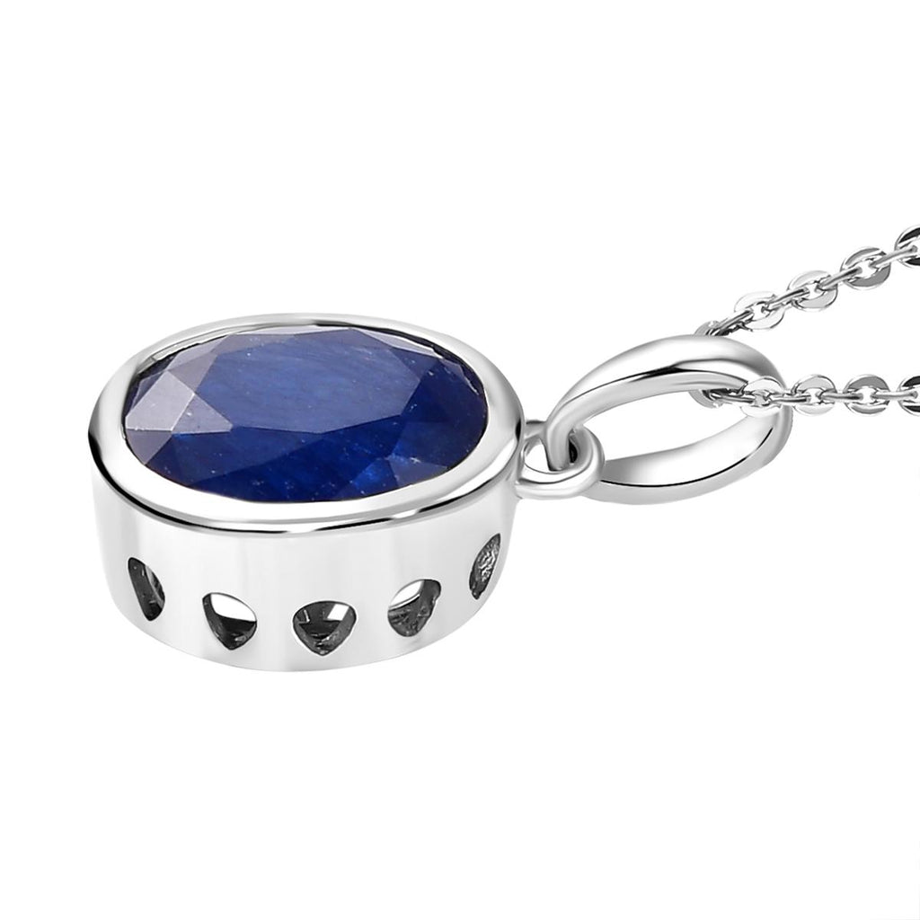Masoala Saphir (Fissure gefüllt)-Anhänger mit Kette, 925 Silber platiniert ca. 4.99 ct