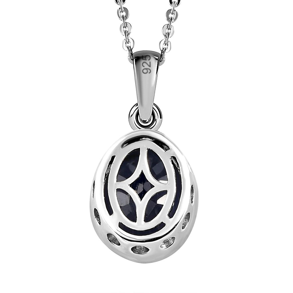 Masoala Saphir (Fissure gefüllt)-Anhänger mit Kette, 925 Silber platiniert ca. 4.99 ct