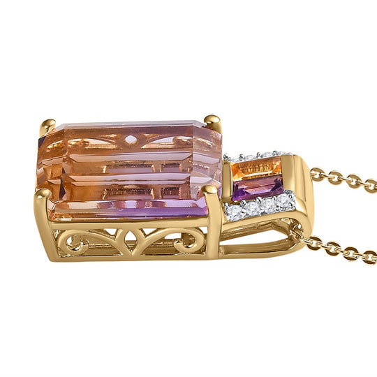 2er Set, AA Ametrin, Citrin und Amethyst Anhänger mit Kette, 925 Silber Gelbgold Vermeil ca. 7.98 ct