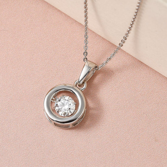 88 Facetten Moissanit-Anhänger mit Kette, 925 Silber platiniert ca. 0.44 ct