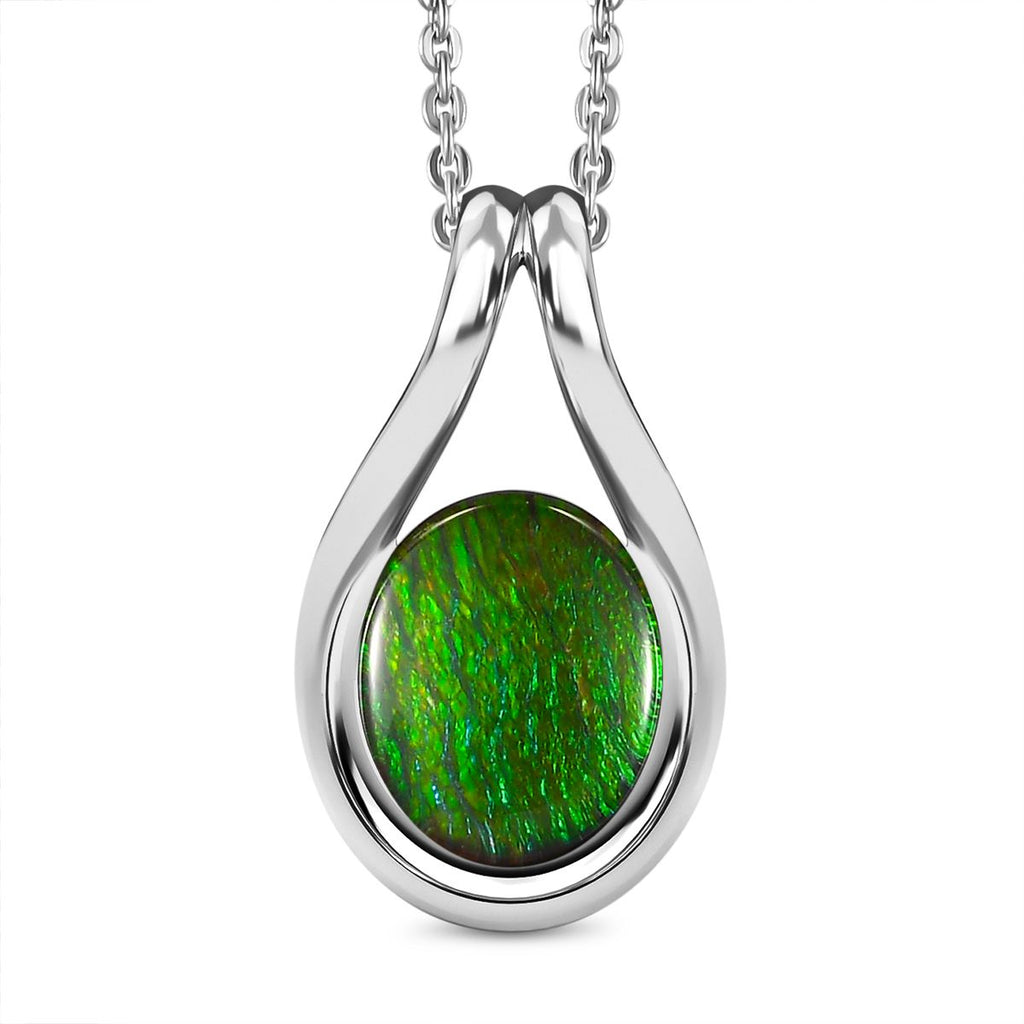 Kanadischer Ammolit Anhänger mit Kette, 925 Silber platiniert ca. 2.59 ct
