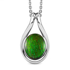 Kanadischer Ammolit Anhänger mit Kette, 925 Silber platiniert ca. 2.59 ct