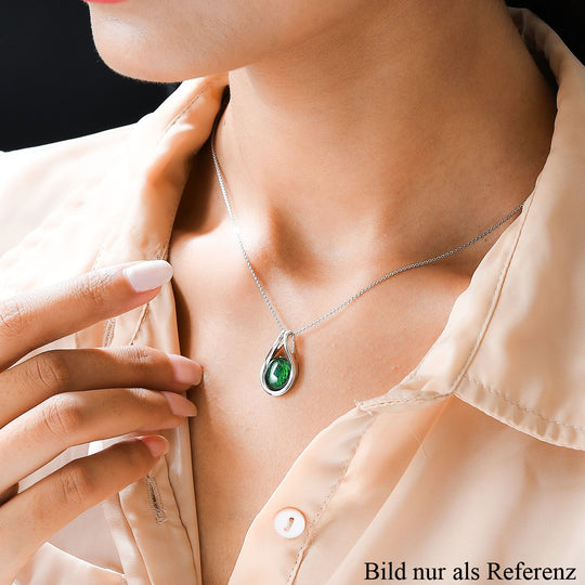 Kanadischer Ammolit Anhänger mit Kette, 925 Silber platiniert ca. 2.59 ct