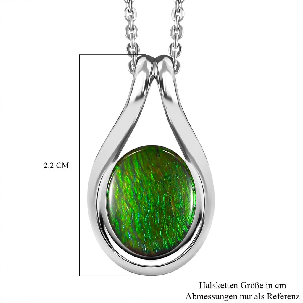 Kanadischer Ammolit Anhänger mit Kette, 925 Silber platiniert ca. 2.59 ct