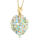 Natürlicher, äthiopischer Welo Opal Anhänger mit Kette, 925 Silber Gelbgold Vermeil ca. 4.14 ct