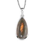 Feuer Labradorit-Anhänger mit Kette, 925 Silber platiniert ca. 8.52 ct