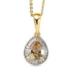 AAA Turkizit und weißer Diamant-Anhänger mit Kette, 925 Silber Gelbgold Vermeil ca. 1.32 ct