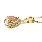 AAA Turkizit und weißer Diamant-Anhänger mit Kette, 925 Silber Gelbgold Vermeil ca. 1.32 ct