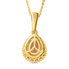 AAA Turkizit und weißer Diamant-Anhänger mit Kette, 925 Silber Gelbgold Vermeil ca. 1.32 ct