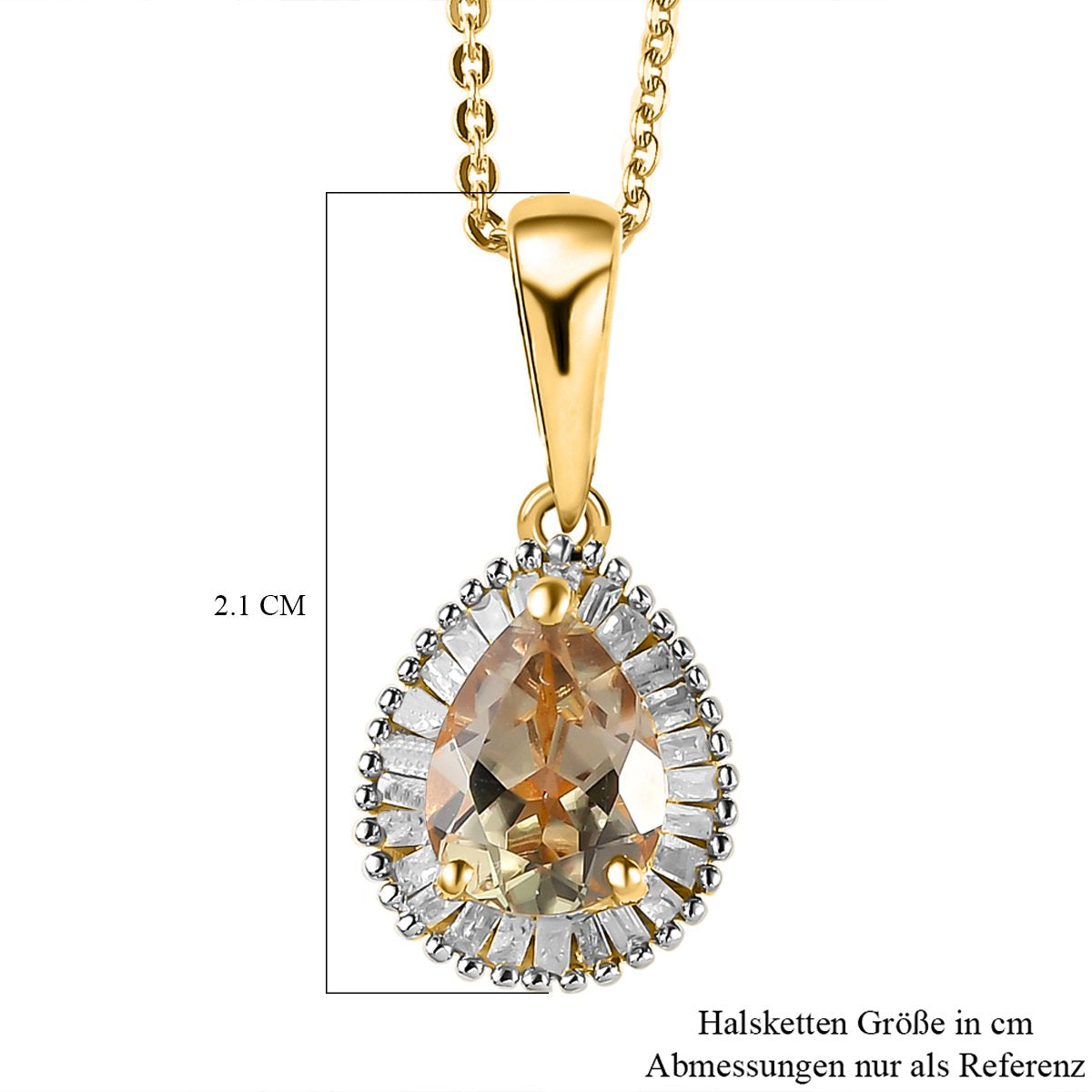 AAA Turkizit und weißer Diamant-Anhänger mit Kette, 925 Silber Gelbgold Vermeil ca. 1.32 ct
