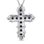 Masoala Saphir (Fissure gefüllt) Kreuz-Anhänger mit Kette, Edelstahl ca. 1.58 ct