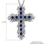 Masoala Saphir (Fissure gefüllt) Kreuz-Anhänger mit Kette, Edelstahl ca. 1.58 ct