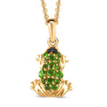 GP Trionfo Kollektion - Natürlicher Chromdiopsid Frosch-Anhänger, 925 Silber Gelbgold Vermeil ca. 0.76 ct