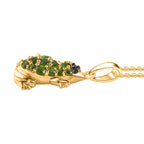 GP Trionfo Kollektion - Natürlicher Chromdiopsid Frosch-Anhänger, 925 Silber Gelbgold Vermeil ca. 0.76 ct