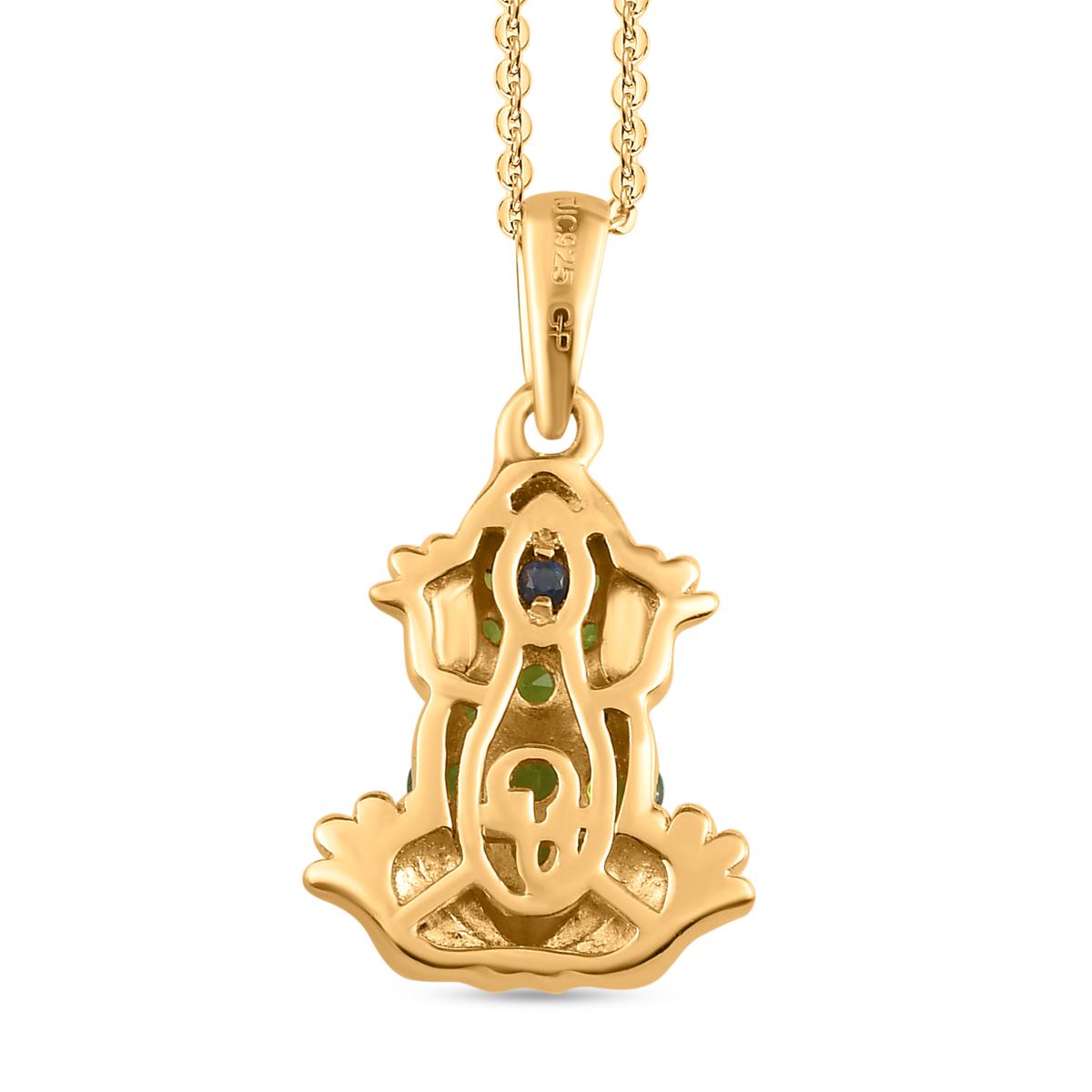 GP Trionfo Kollektion - Natürlicher Chromdiopsid Frosch-Anhänger, 925 Silber Gelbgold Vermeil ca. 0.76 ct