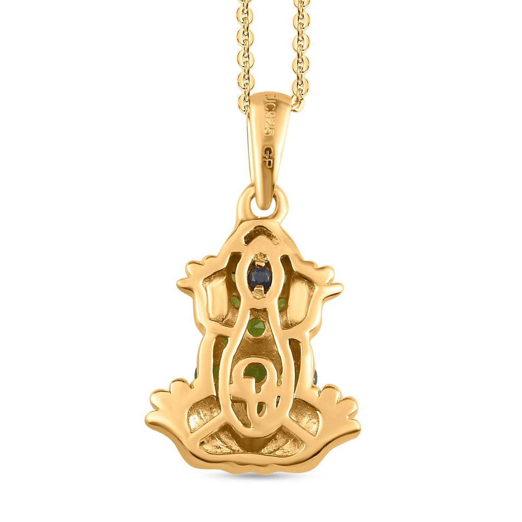 GP Trionfo Kollektion - Natürlicher Chromdiopsid Frosch-Anhänger, 925 Silber Gelbgold Vermeil ca. 0.76 ct