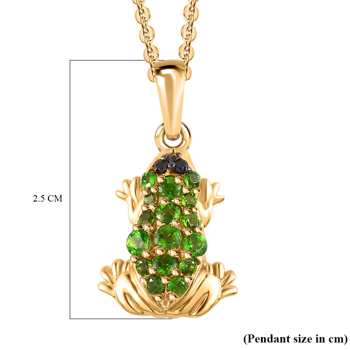 GP Trionfo Kollektion - Natürlicher Chromdiopsid Frosch-Anhänger, 925 Silber Gelbgold Vermeil ca. 0.76 ct