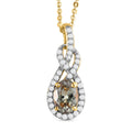 AAA Turkizit und weißer Zirkon-Anhänger mit Kette, 925 Silber Gelbgold Vermeil ca. 1.27 ct