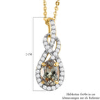 AAA Turkizit und weißer Zirkon-Anhänger mit Kette, 925 Silber Gelbgold Vermeil ca. 1.27 ct