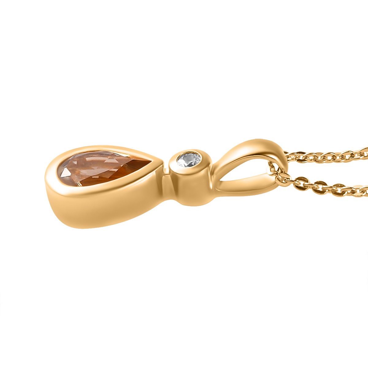 AAA Turkizit und weißer Zirkon-Anhänger mit Kette, 925 Silber Gelbgold Vermeil ca. 0.87 ct