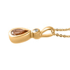 AAA Turkizit und weißer Zirkon-Anhänger mit Kette, 925 Silber Gelbgold Vermeil ca. 0.87 ct