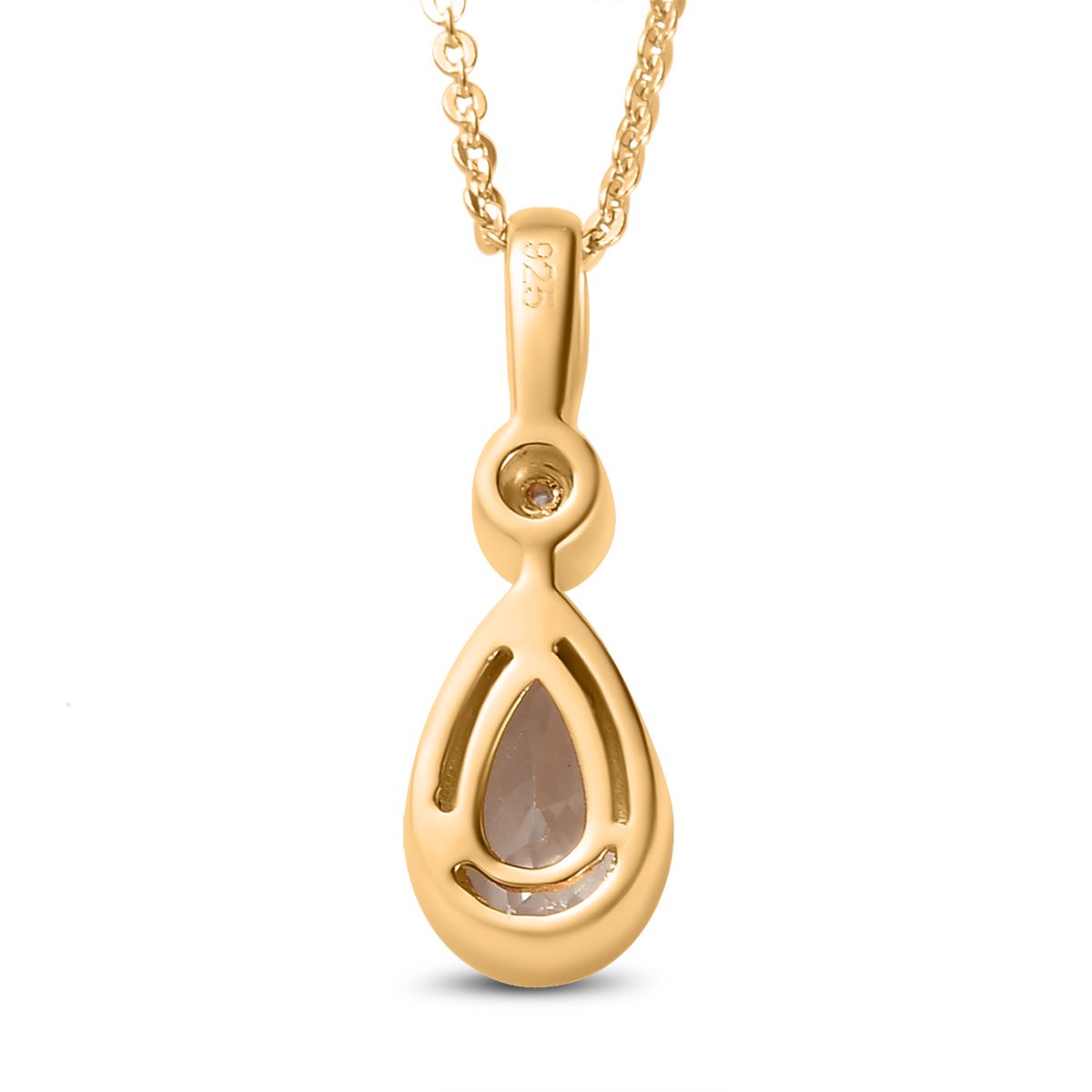 AAA Turkizit und weißer Zirkon-Anhänger mit Kette, 925 Silber Gelbgold Vermeil ca. 0.87 ct