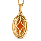 Purpurroter Feueropal und Moissanit-Anhänger mit Kette, 925 Silber Gelbgold Vermeil ca. 1.79 ct