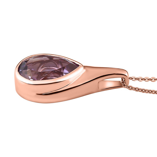 Rose de France Amethyst Anhänger mit Kette, 2er Set, 925 Silber Roségold Vermeil ca. 4,88 ct