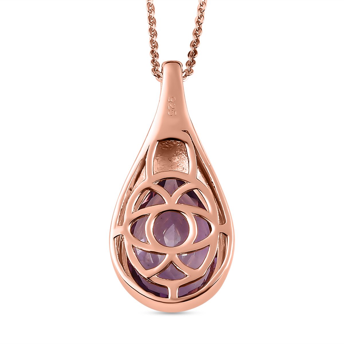 Rose de France Amethyst Anhänger mit Kette, 2er Set, 925 Silber Roségold Vermeil ca. 4,88 ct