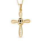 Natürlicher Chrom Turmalin und weißer Zirkon Kreuz-anhänger mit Kette, 925 Silber Gelbgold Vermeil ca. 0.55 ct