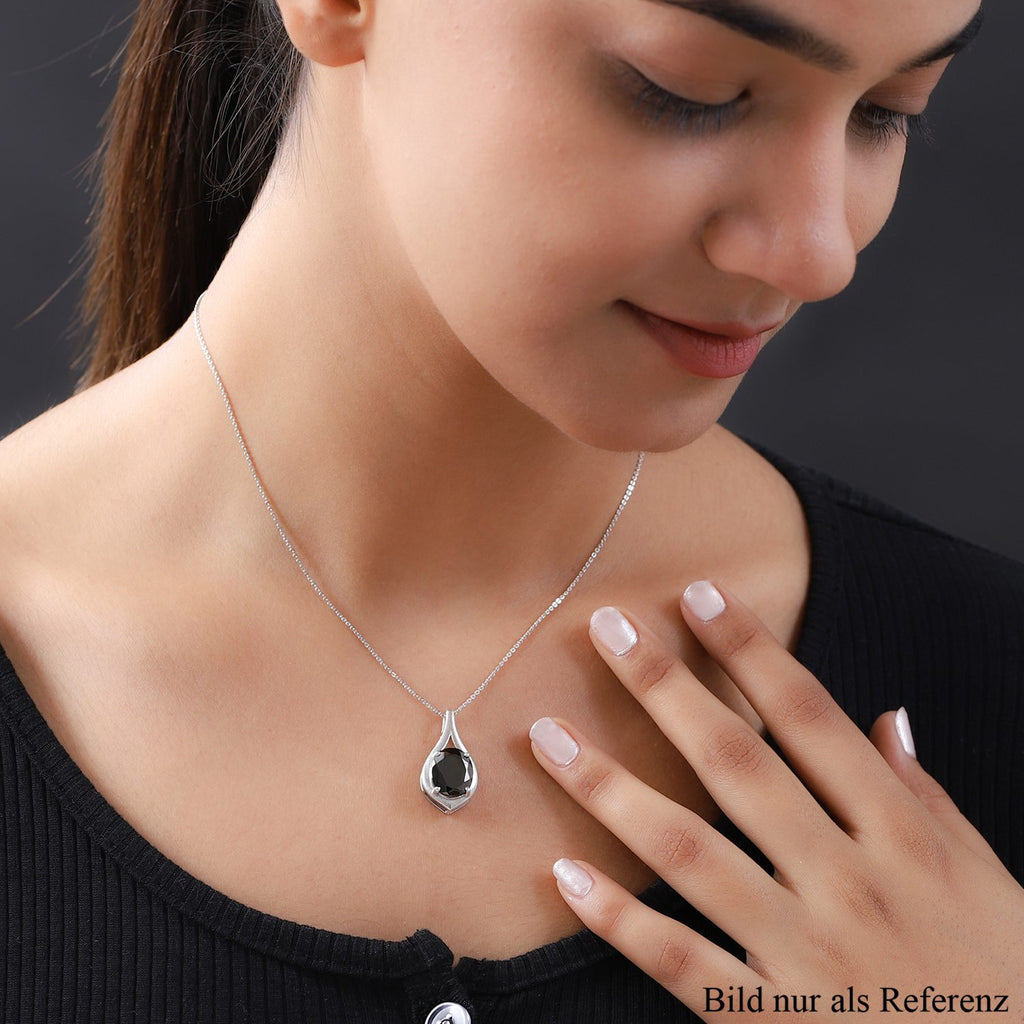 Elite Shungit Anhänger mit Kette, 925 Silber platiniert ca. 2.89 ct